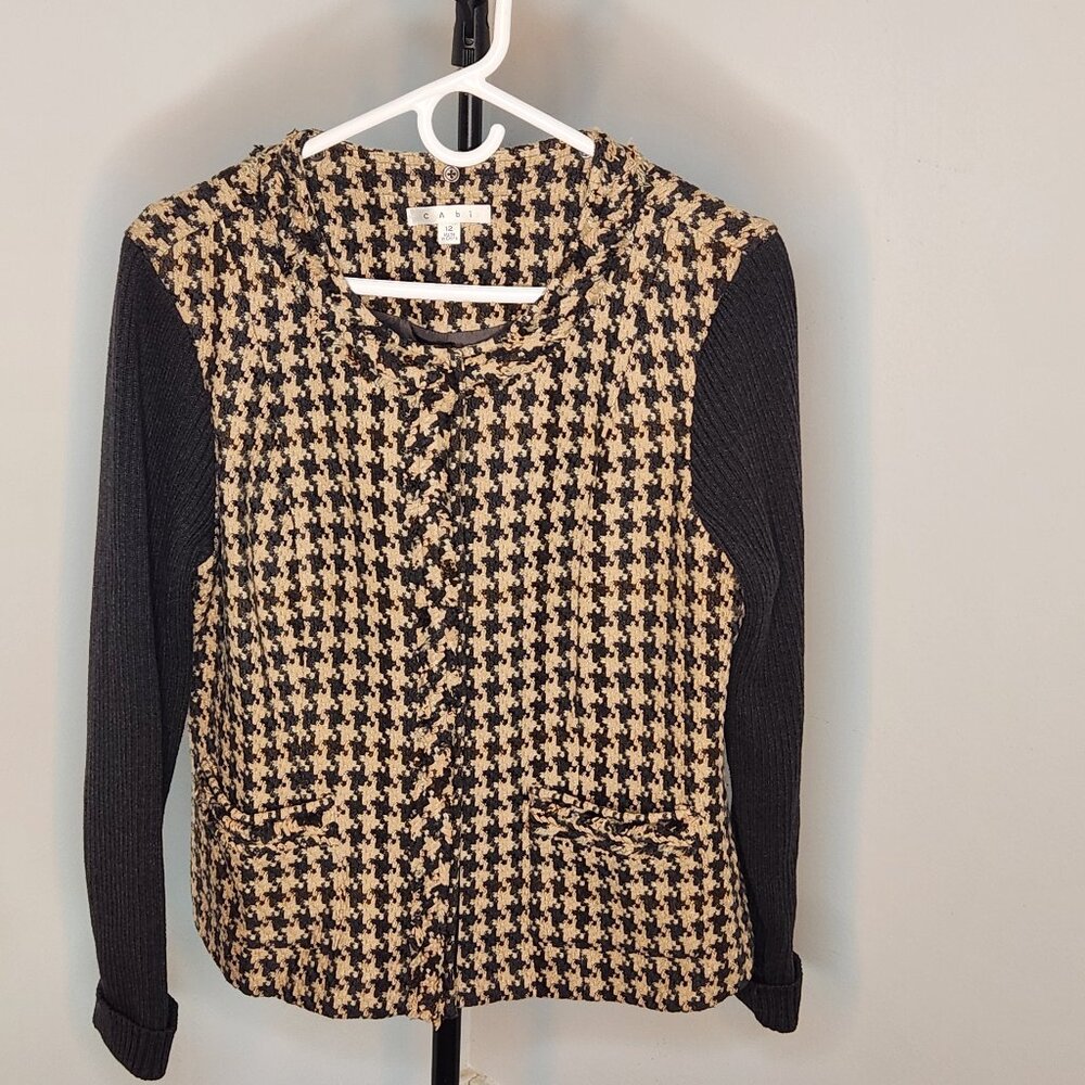 Cabi Houndstooth Sweater Jacket Size 12